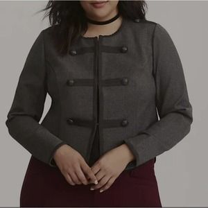 Torrid‎ Charcoal Gray Fitted Military Blazer Jacket Size Women's Plus 4X